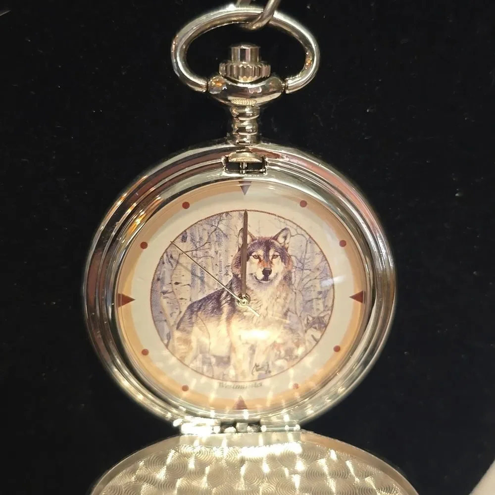 Westminster Collector'sElegant Silver Wolf Pocket Watch!